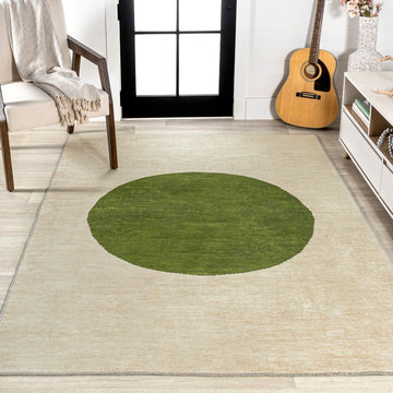 Cirkel Minimalist Geometric Dot Machine-washable Area Rug